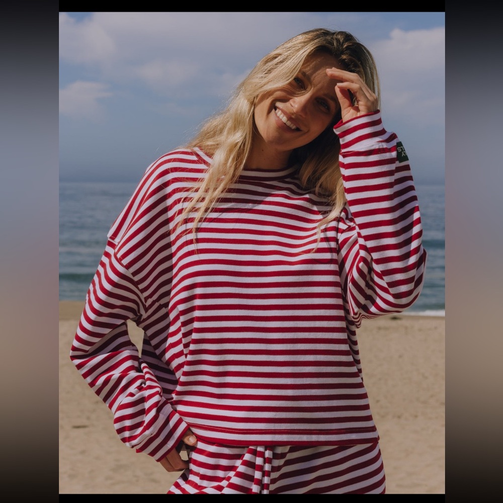 NWT SOLD OUT daily Drills red striped cotton set